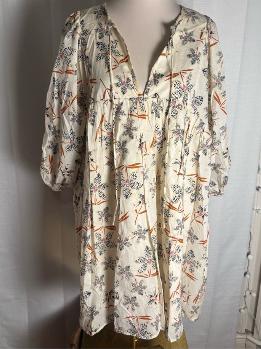 Caballero Collection XL Floral Cotton Babydoll Mini Dress 👗 nwot